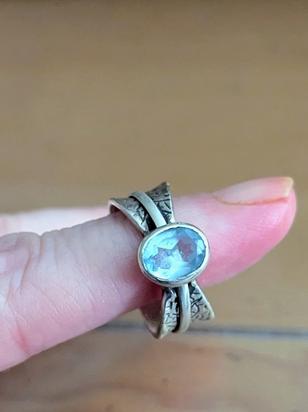 Sterling Silver Blue Topaz Oval Gemstone Ring - Women's Jewelry